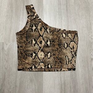 Snake Print One-Shoulder Top